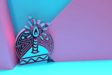 3D Render illustration of a Birthday Candel celebration Flyer Poster. 3D Illustration Design.の写真素材