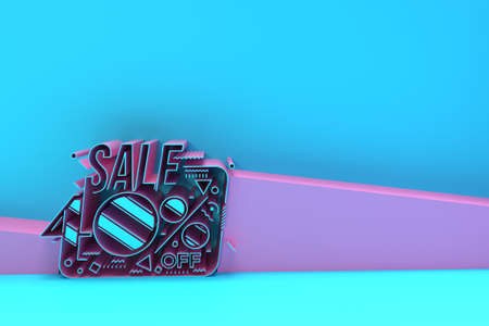3D Render 40% OFF Sale Discount Banner with Space of Your Text Illustration Design.の写真素材