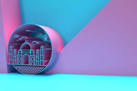 3D Render Taj Mahal - India Agra 3D illustration Design.の写真素材