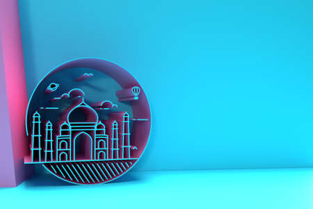 3D Render Taj Mahal - India Agra 3D illustration Design.の写真素材