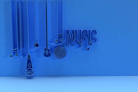 3D Render Music Text Banner Flyer Poster 3D illustration Design.の写真素材