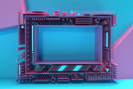 3D Render Cinema Signboard Frame Surface Abstract Background. Digital 3d illustration Design.の写真素材