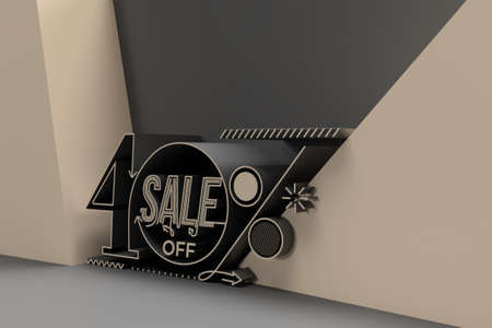 3D Render Abstract 40% Sale OFF Discount Banner 3D Illustration Design.の写真素材