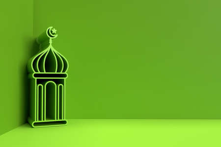 3D Render illustration of a Eastern lanterns. Eid Mubarak Celebration.の写真素材