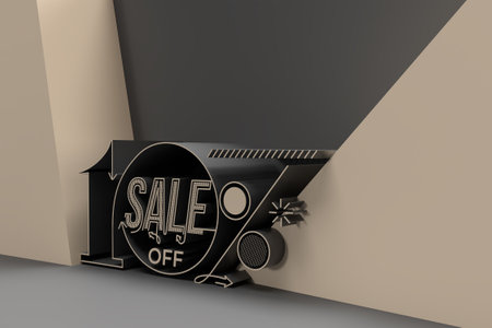 3D Render Abstract 10% Sale OFF Discount Banner 3D Illustration Design.の写真素材