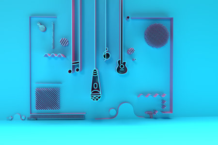3D Render Music Text Banner Flyer Poster 3D illustration Design.の写真素材