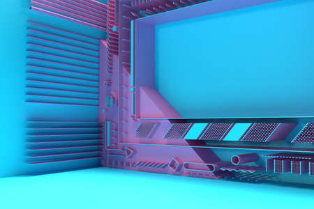 3D Render Cinema Signboard Frame Surface Abstract Background. Digital 3d illustration Design.の写真素材