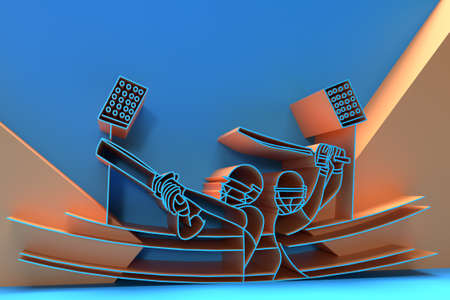 3D Render Concept of Batsman playing cricket - Championship, 3D art Design Poster illustration.の写真素材