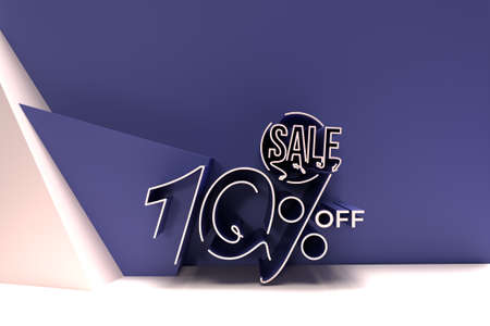3D Render Abstract 10% Sale OFF Discount Banner 3D Illustration Design.