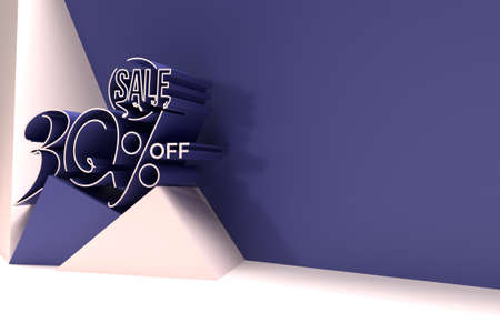 3D Render Abstract 30% Sale OFF Discount Banner 3D Illustration Design.の写真素材