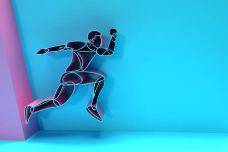 3D Render Concept of Sport and Activity Man Runner Jogger  - Championship, 3D art design Flyer Poster illustration.の写真素材