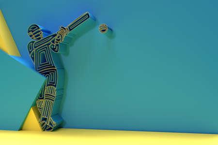 3D Render Concept of Batsman playing cricket - Championship, 3D art Design Poster illustration.の写真素材