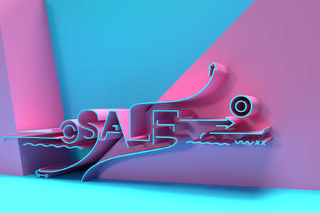 3D Render Abstract Sale Text Banner 3D Illustration Design.の写真素材