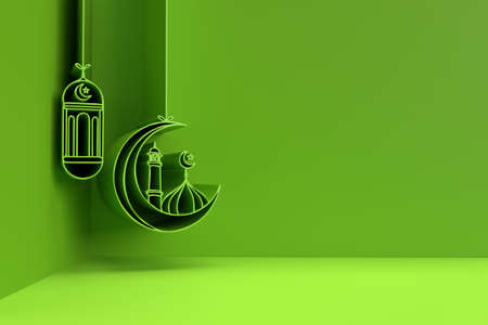 3D Render illustration of a Mosque Design. Eid Mubarak Celebration.の写真素材