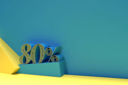 3D Render Abstract 80% Sale OFF Discount Banner 3D Illustration Design.の写真素材