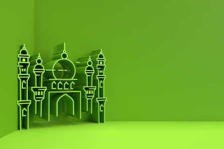 3D Render illustration of a Mosque Design. Eid Mubarak Celebration.の写真素材