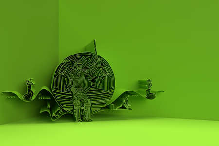 3D Render Concept of Batsman playing cricket - Championship, 3D art Design Poster illustration.の写真素材