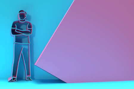 3D Render Man Standing with Space of Your Text art illustration Design.の写真素材