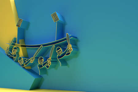 3D Render Concept of Batsman playing cricket - Championship, 3D art Design Poster illustration.の写真素材