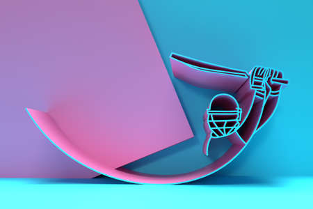 3D Render Concept of Batsman playing cricket - Championship, 3D art Design Poster illustration.の写真素材