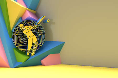 3D Render Concept of Batsman playing cricket - Championship, 3D art Design Poster illustration.の写真素材
