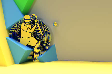 3D Render Concept of Batsman playing cricket - Championship, 3D art Design Poster illustration.の写真素材