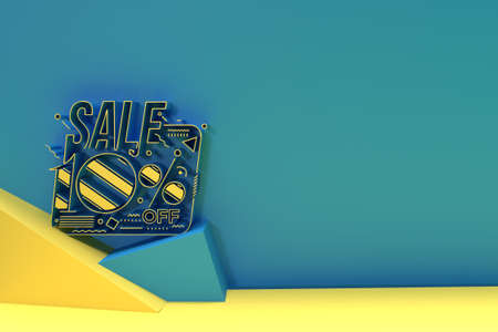 3D Render Abstract 10% Sale OFF Discount Banner 3D Illustration Design.の写真素材