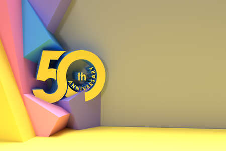 50th Years Anniversary Celebration Space of Your Text 3D Render Illustration Design.の写真素材