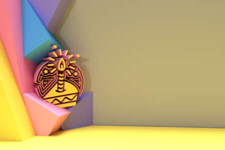 3D Happy Birthday Party Elements Background Flyer Poster 3D Design.の写真素材