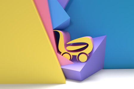 3D Render Shopping Cart Icon Line Pattern Flyer Poster illustration Design.の写真素材