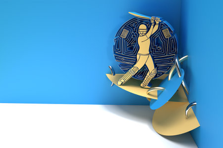 3D Render Concept of Batsman playing cricket - Championship, 3D art Design Poster illustration.の写真素材