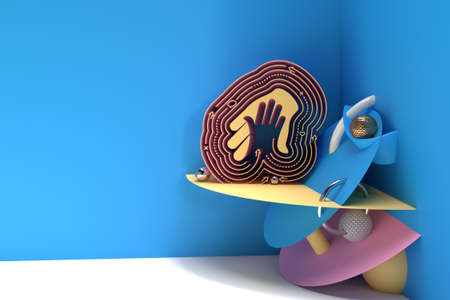 3D Render Helping Hand Center Symbol with Space of Your Text 3D illustration Design.