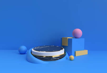 3D Render Scene of Minimal Podium Scene for Display Products Advertising Design.の写真素材