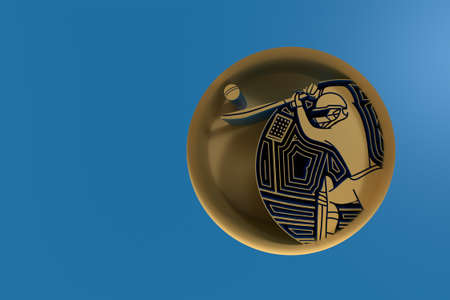 3D Render Concept of Batsman Playing Cricket - on Circle 3D art Design Poster illustration.の写真素材