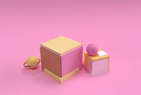 3D Render Scene of Minimal Podium Scene for Display Products Advertising Design.の写真素材