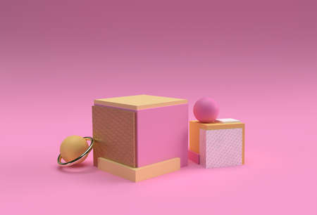 3D Render Scene of Minimal Podium Scene for Display Products Advertising Design.の写真素材