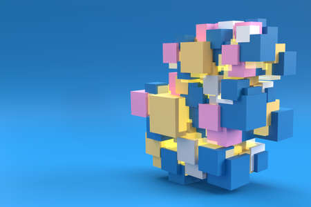 Abstract 3d Cubes. 3D Render Background Design.の写真素材