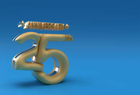 25th Years Anniversary Celebration 3D Render Illustration Design.