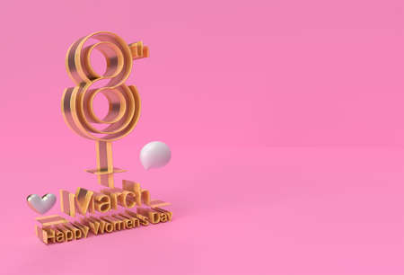 8 March Happy Women's Day 3D Render Illustration Design.