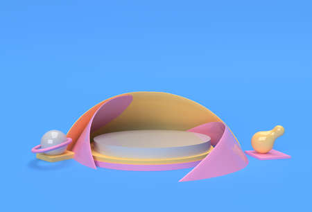 3D Render Scene of Minimal Podium Scene for Display Products Advertising Design.の写真素材