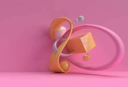 3D Modern Geometric Round and Square Background 3d illustration Design.の写真素材