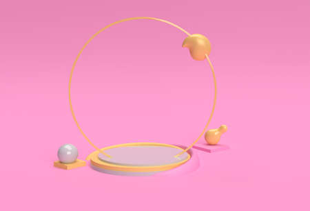 3D Render Scene of Minimal Podium Scene for Display Products Advertising Design.の写真素材