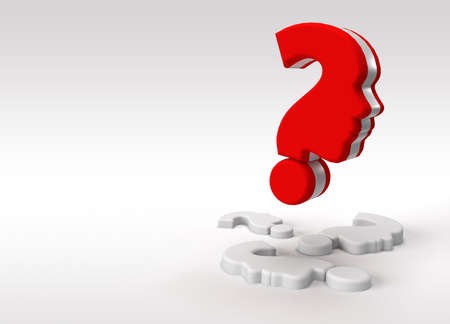 3d Render Question mark with human Face Icon illustration Design Element.