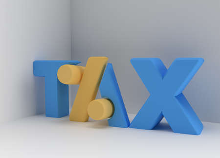 3D Render Tax Calligraphic Line art Text Banner Poster illustration Design.の写真素材