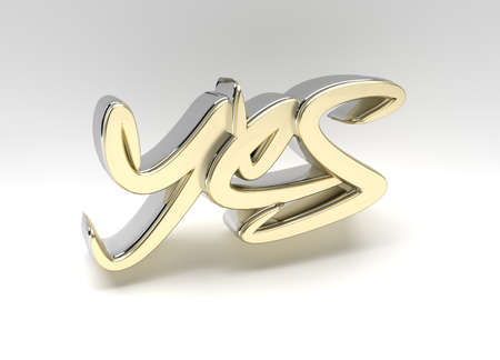 3D Render Oh Yes Calligraphic Text illustration Design.の写真素材