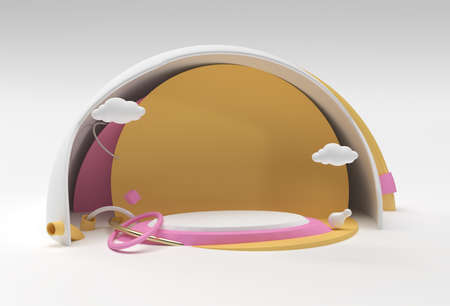 3D Render Scene of Minimal Podium Scene for Display Products Advertising Design.の写真素材