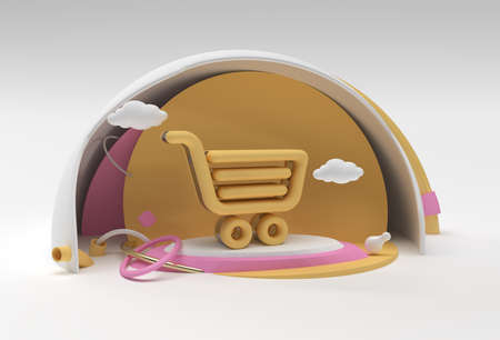 3D Render Shopping Cart Icon 3D illustration Design.の写真素材