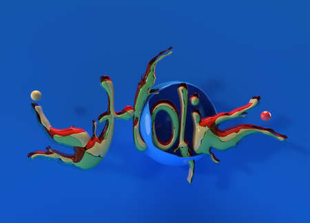3D Rendering Happy Holi Celebrations with Paint Splash Colorful Text Design.の写真素材