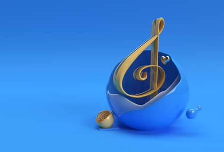 3D Render Abstract Music Note Banner Flyer Poster 3D illustration Design.の写真素材