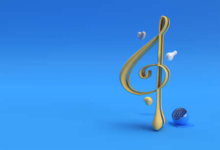 3D Render Abstract Music Note Banner Flyer Poster 3D illustration Design.の写真素材